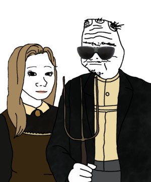 American Gothic Tradwife And Boomer Wojak