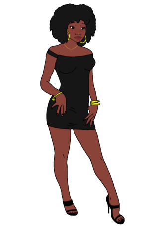 Black Dress African Girl Full Body Wojak