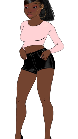 Black Girl Shorts Full Body Wojak