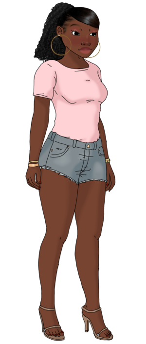 Black Women Ponytail Full Body Wojak