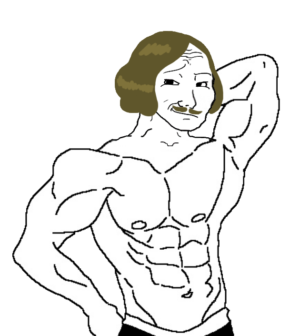 Bodybuilder Flexing Mustache Wojak