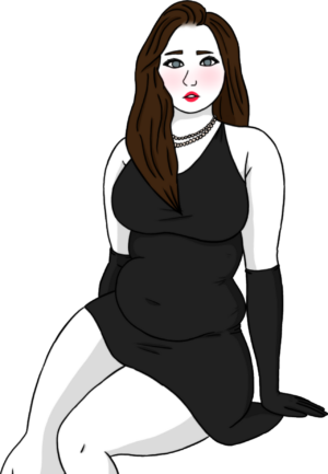 Chubby Black Dress Girl Full Body