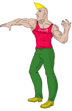 Classic Ouch Chad Full Body Wojak