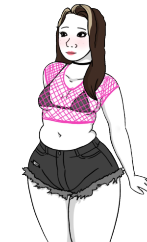 Fishnet Top Girl Full Body Wojak