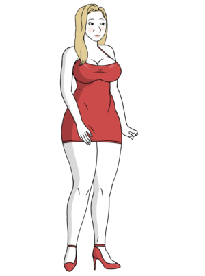 Red Dress Trad Wife Full Body Wojak