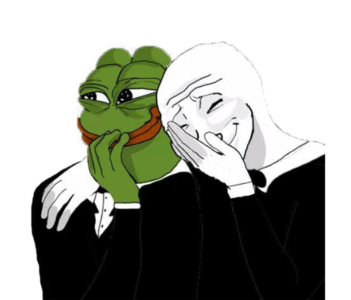 Tuxedo Pepe And Wojak Laughing