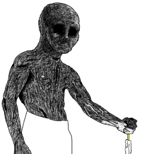 Withered Wojak Grabbing Flame